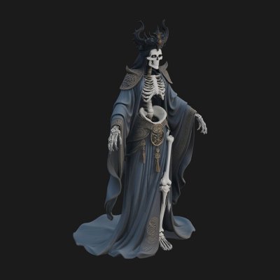 Crowned Skeleton Queen Statue Design 8 3D Print Model