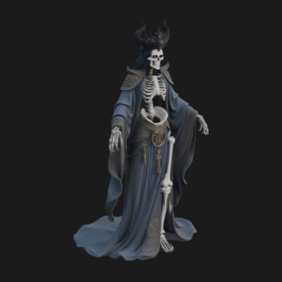 Crowned Skeleton Queen Statue Design 8 3D Print Model
