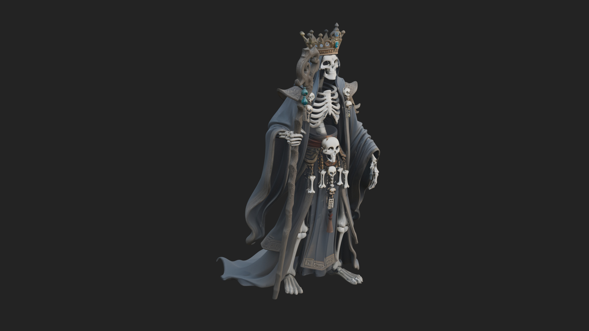Crowned Skeleton Queen Statue Design 9 3D Print Model 3D Model