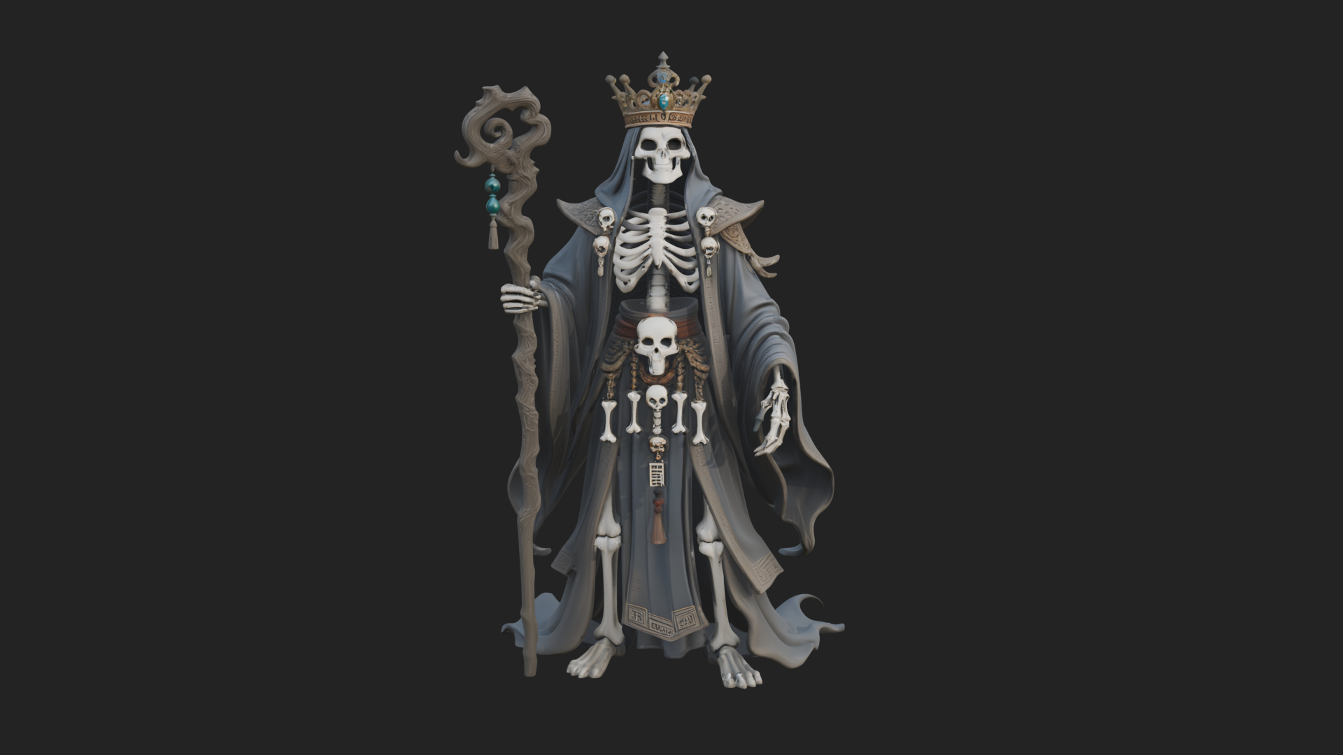 Crowned Skeleton Queen Statue Design 9 3D Print Model 3D Model