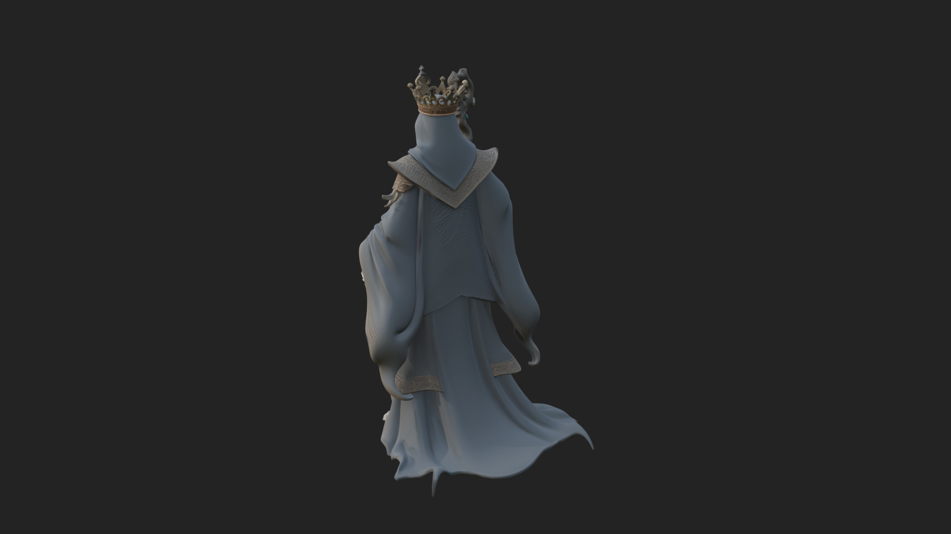 Crowned Skeleton Queen Statue Design 9 3D Print Model 3D Model