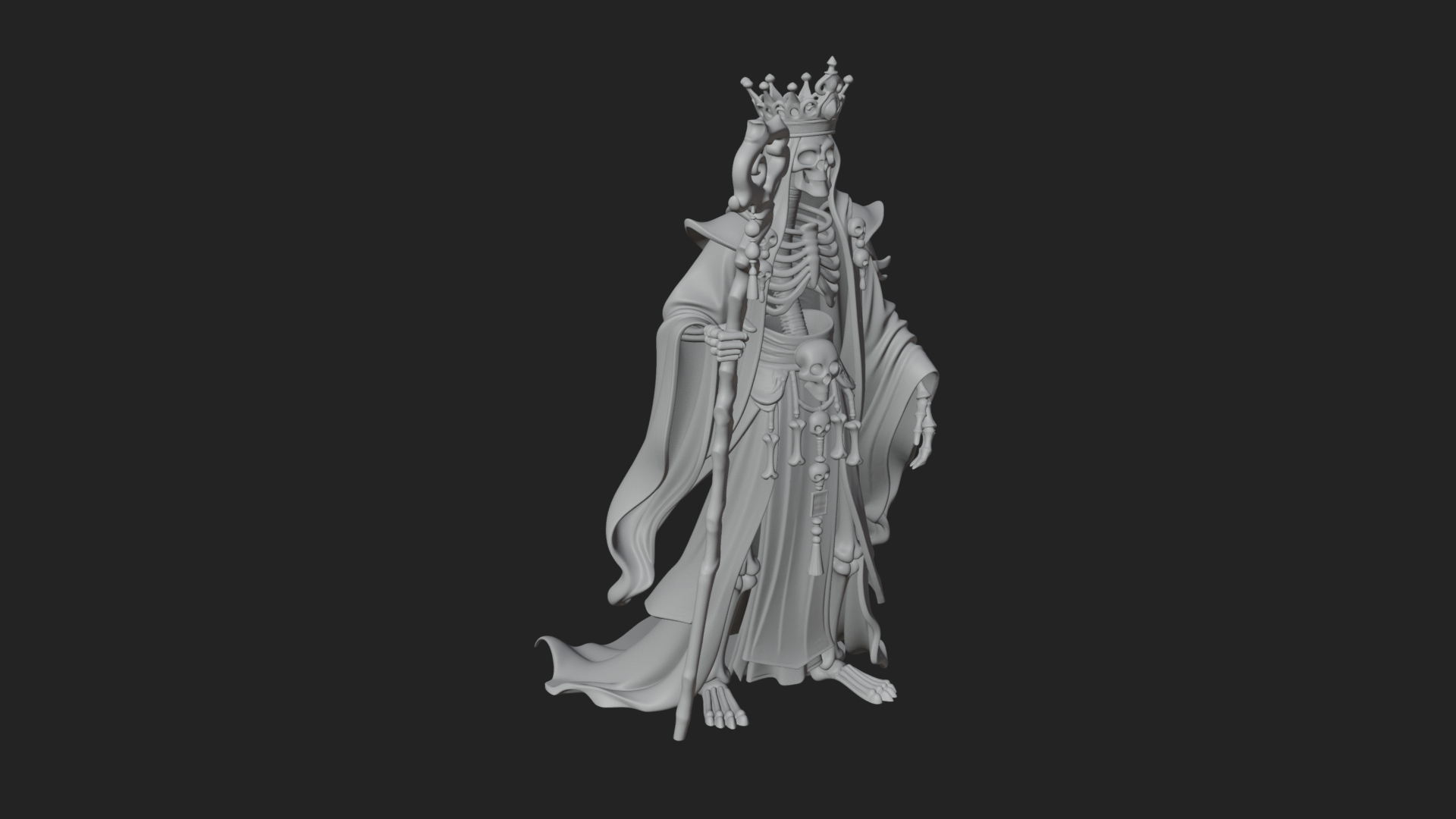Crowned Skeleton Queen Statue Design 9 3D Print Model 3D Model