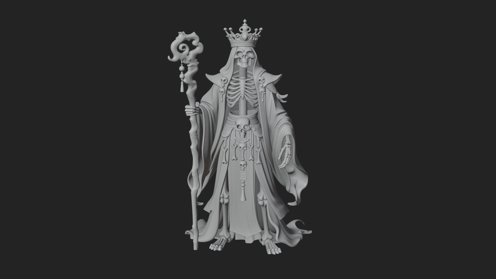 Crowned Skeleton Queen Statue Design 9 3D Print Model 3D Model