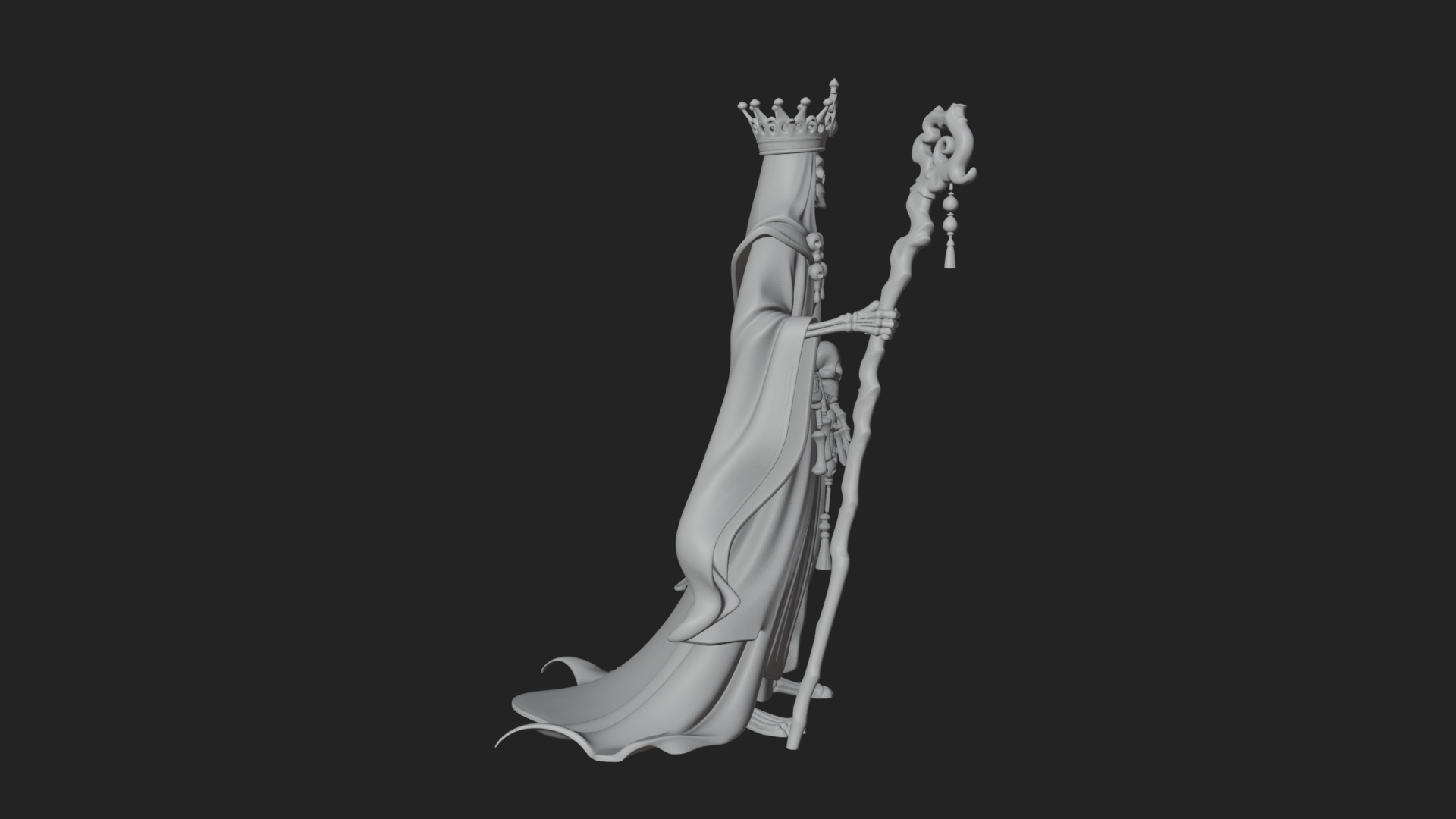 Crowned Skeleton Queen Statue Design 9 3D Print Model 3D Model