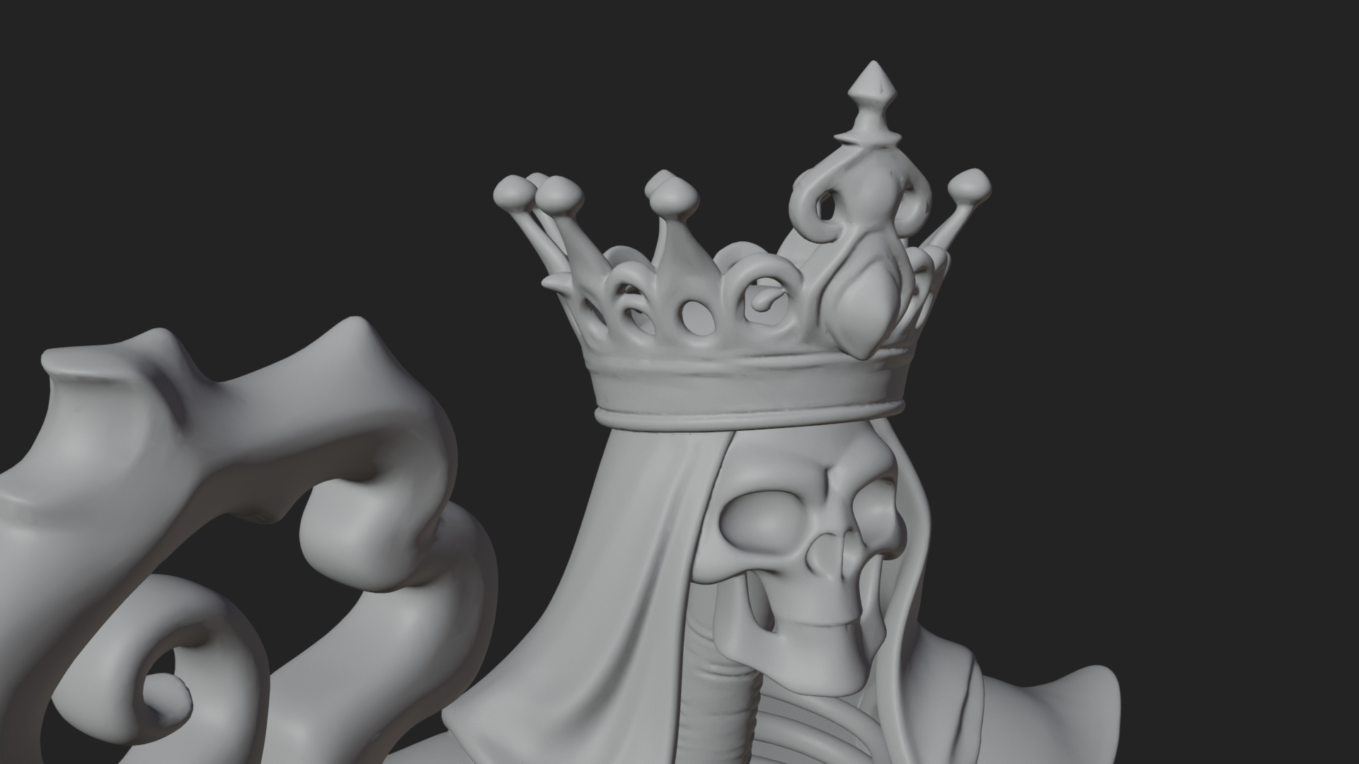 Crowned Skeleton Queen Statue Design 9 3D Print Model 3D Model