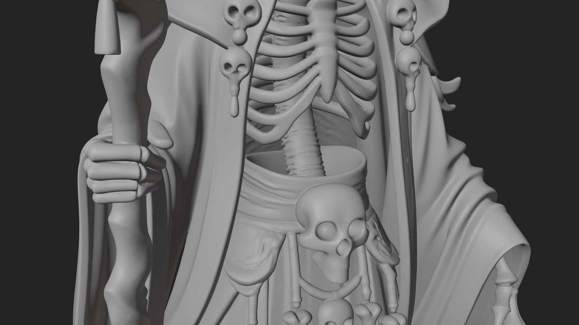 Crowned Skeleton Queen Statue Design 9 3D Print Model 3D Model