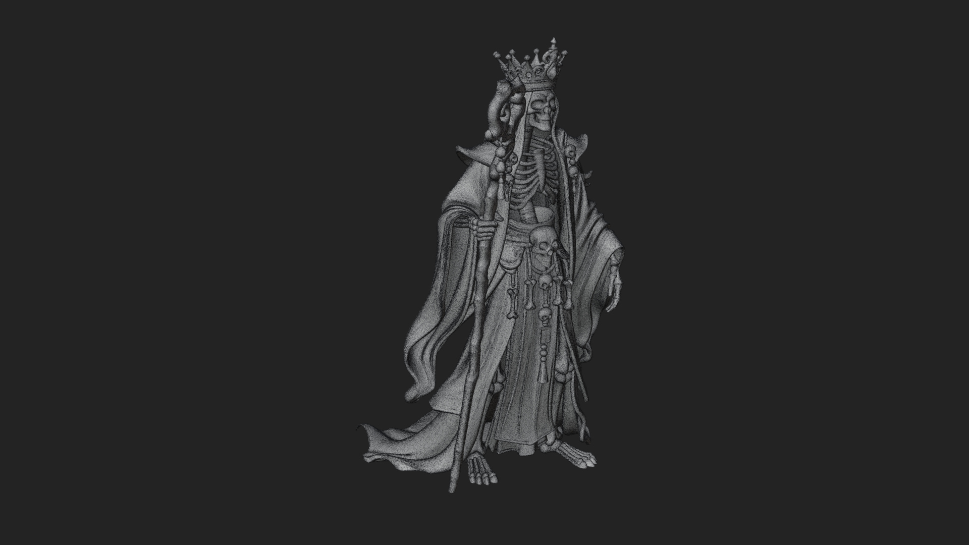 Crowned Skeleton Queen Statue Design 9 3D Print Model 3D Model