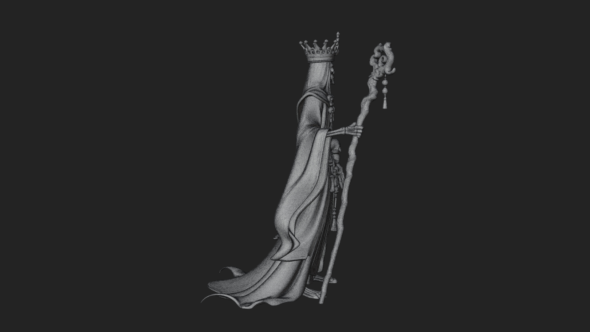 Crowned Skeleton Queen Statue Design 9 3D Print Model 3D Model