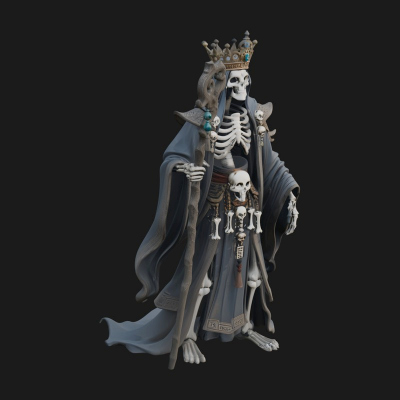 Crowned Skeleton Queen Statue Design 9 3D Print Model