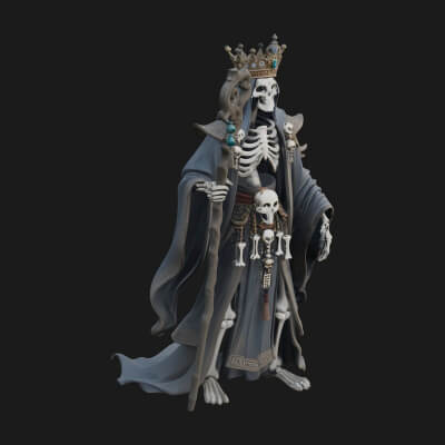Crowned Skeleton Queen Statue Design 9 3D Print Model