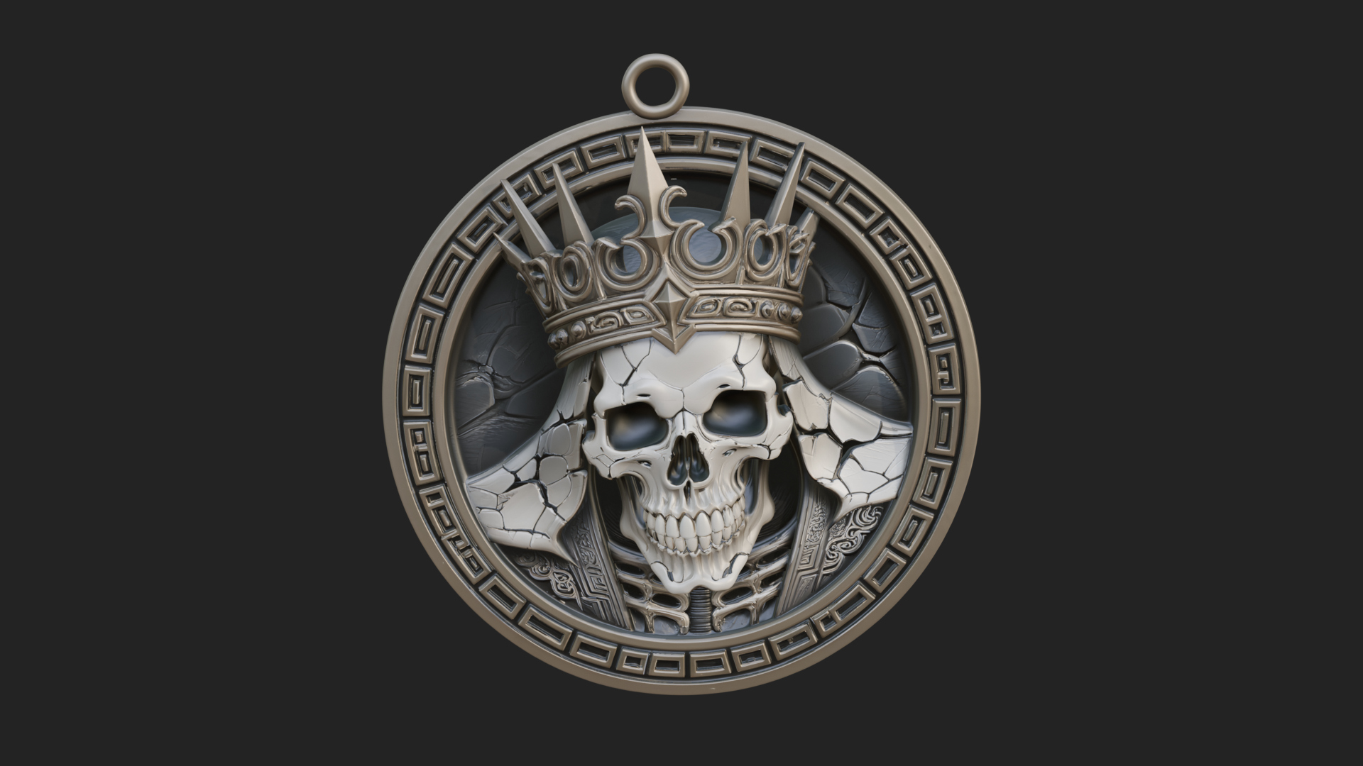 Crowned Skull Oval Relief Plaque Design 1 3D Print Model 3D Model