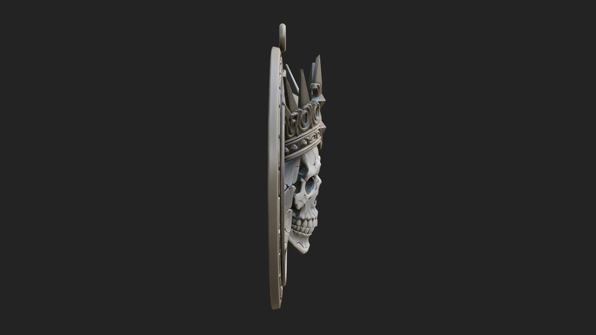 Crowned Skull Oval Relief Plaque Design 1 3D Print Model 3D Model