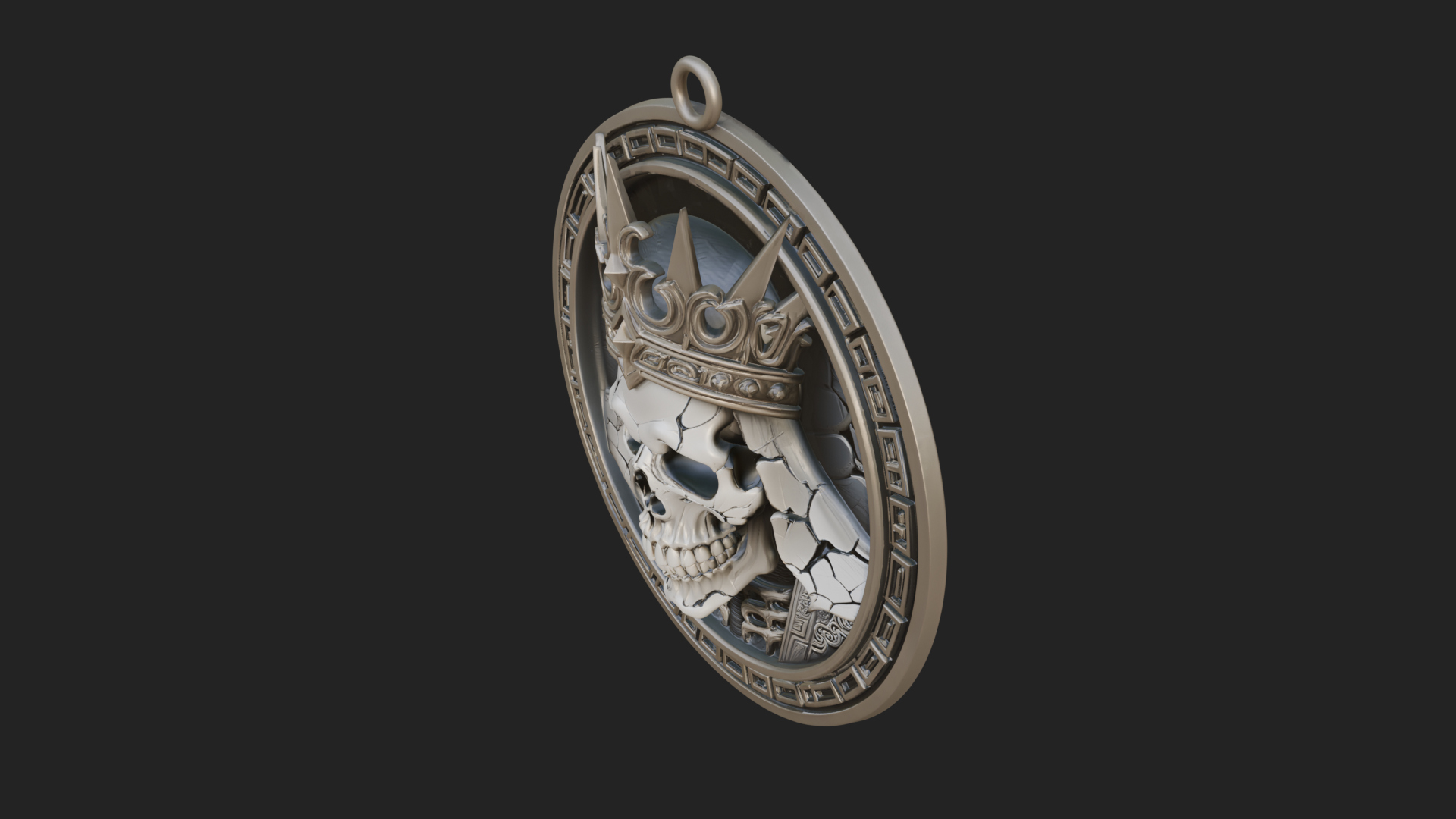 Crowned Skull Oval Relief Plaque Design 1 3D Print Model 3D Model