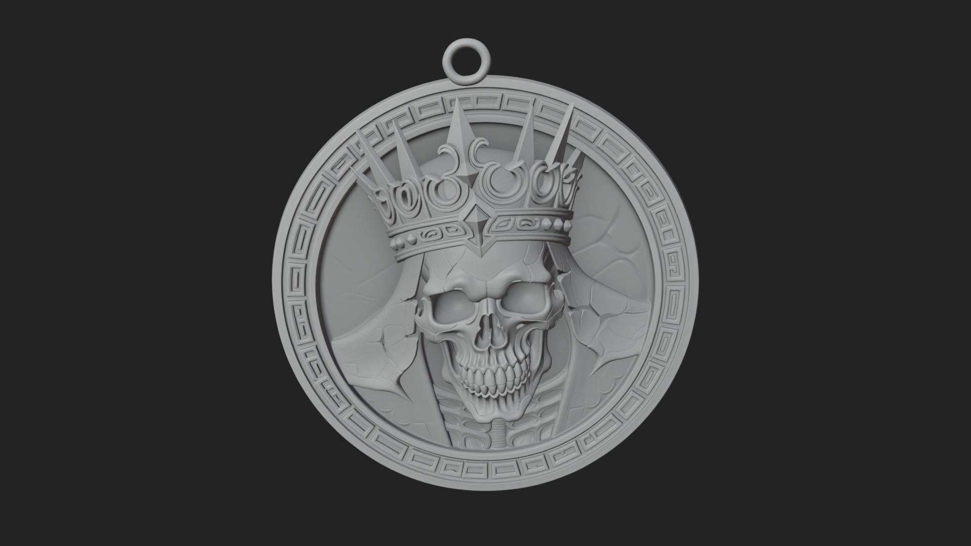 Crowned Skull Oval Relief Plaque Design 1 3D Print Model 3D Model