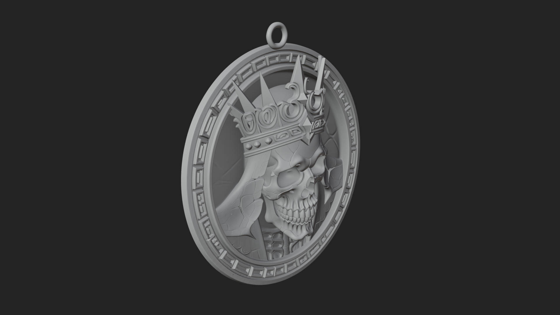 Crowned Skull Oval Relief Plaque Design 1 3D Print Model 3D Model