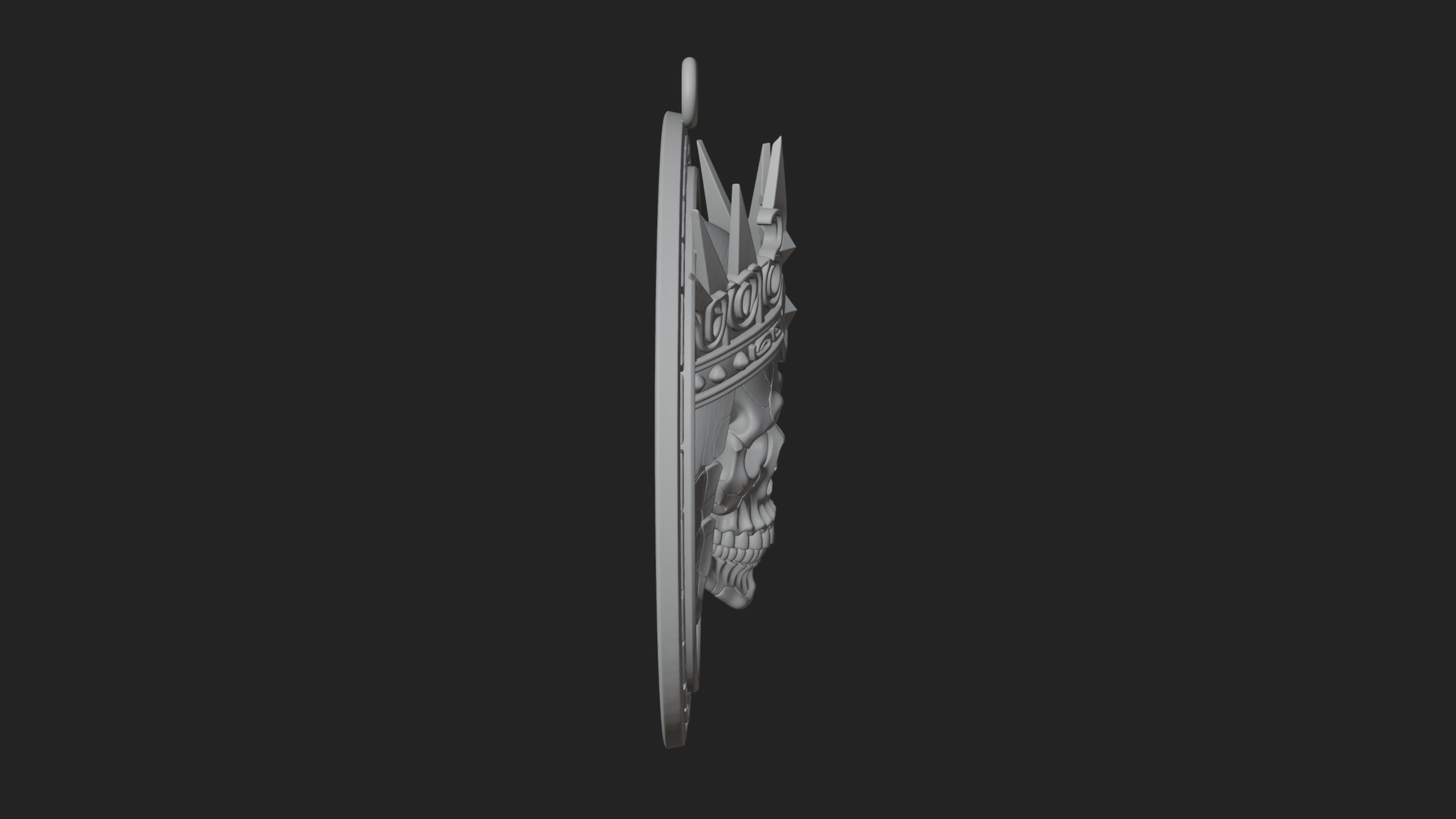 Crowned Skull Oval Relief Plaque Design 1 3D Print Model 3D Model