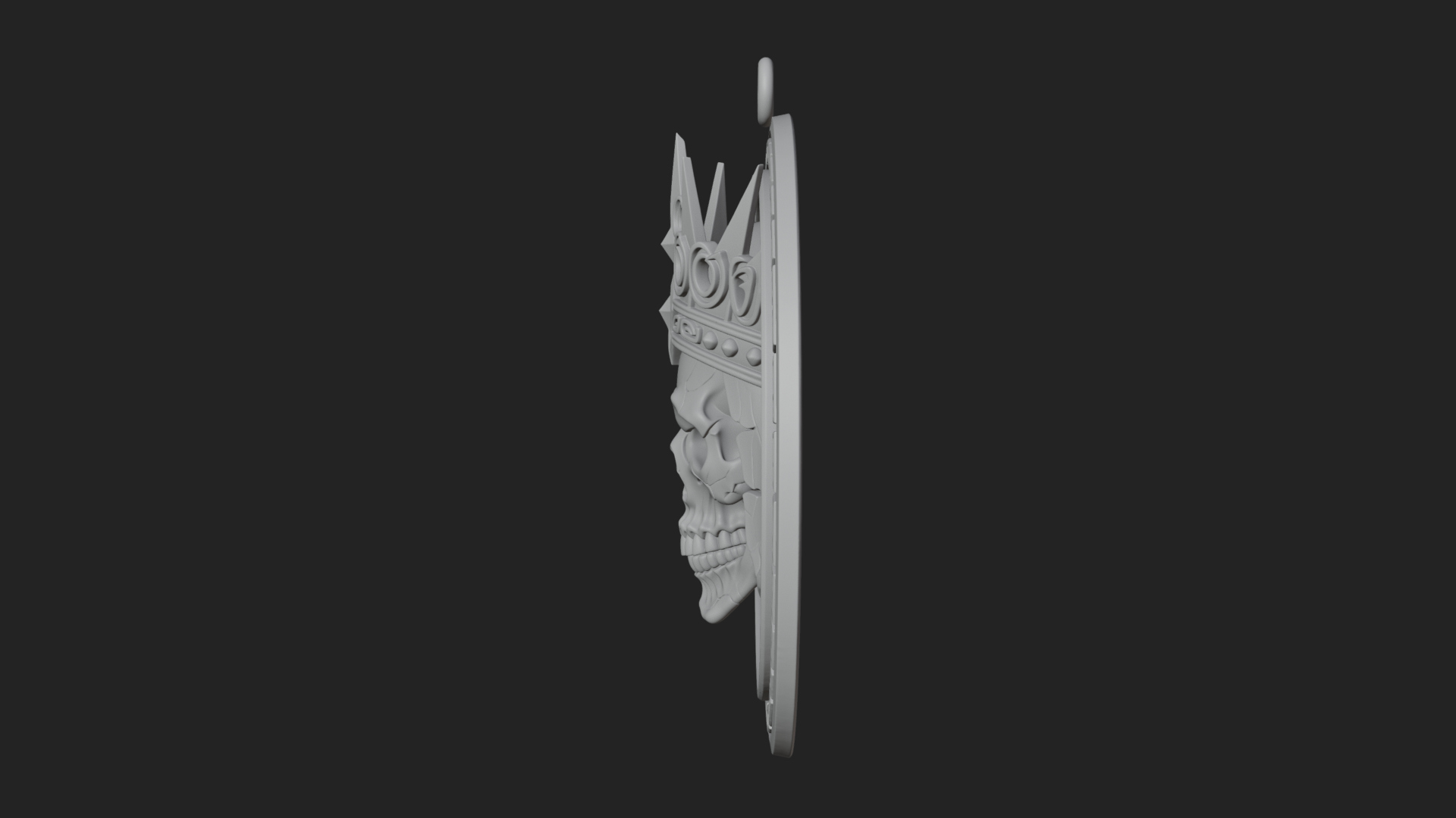 Crowned Skull Oval Relief Plaque Design 1 3D Print Model 3D Model