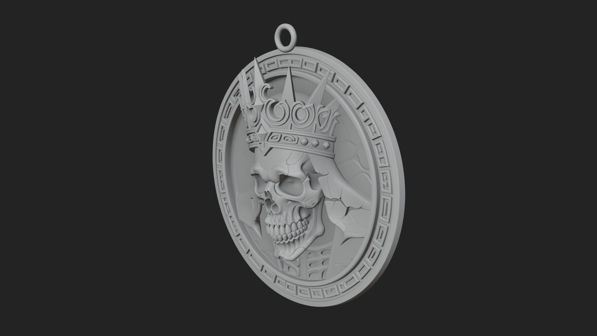 Crowned Skull Oval Relief Plaque Design 1 3D Print Model 3D Model