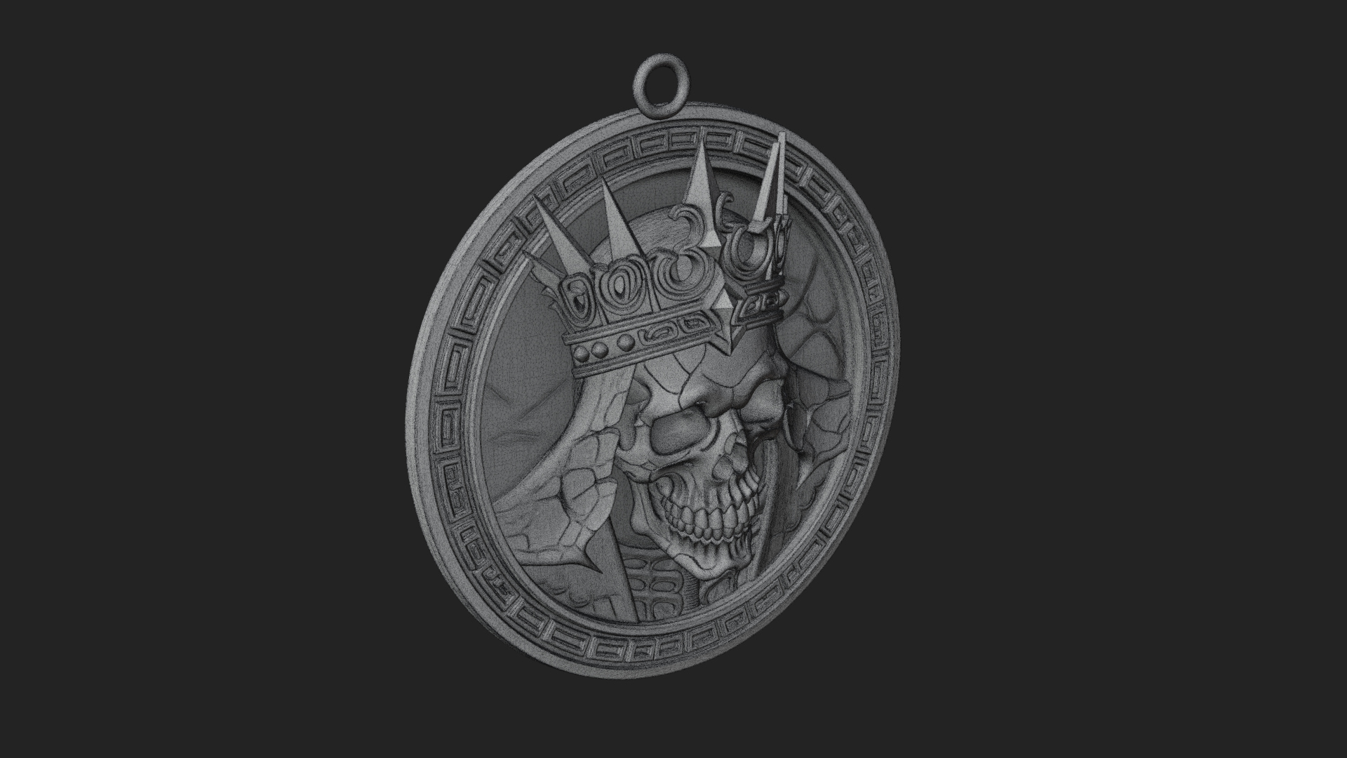 Crowned Skull Oval Relief Plaque Design 1 3D Print Model 3D Model