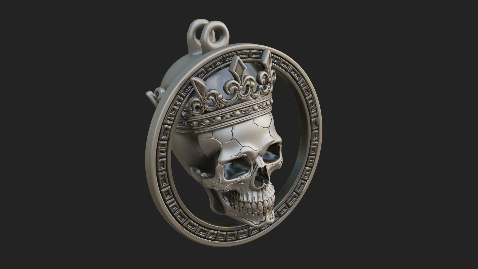 Crowned Skull Oval Relief Plaque Design 10 3D Print Model 3D Model