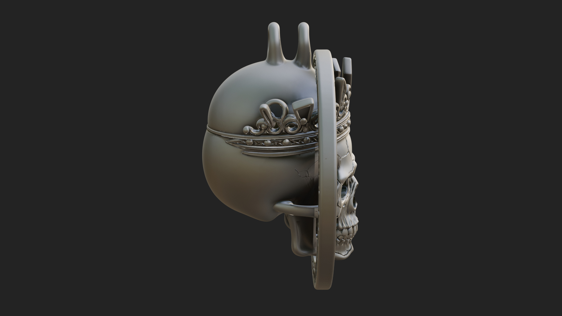 Crowned Skull Oval Relief Plaque Design 10 3D Print Model 3D Model