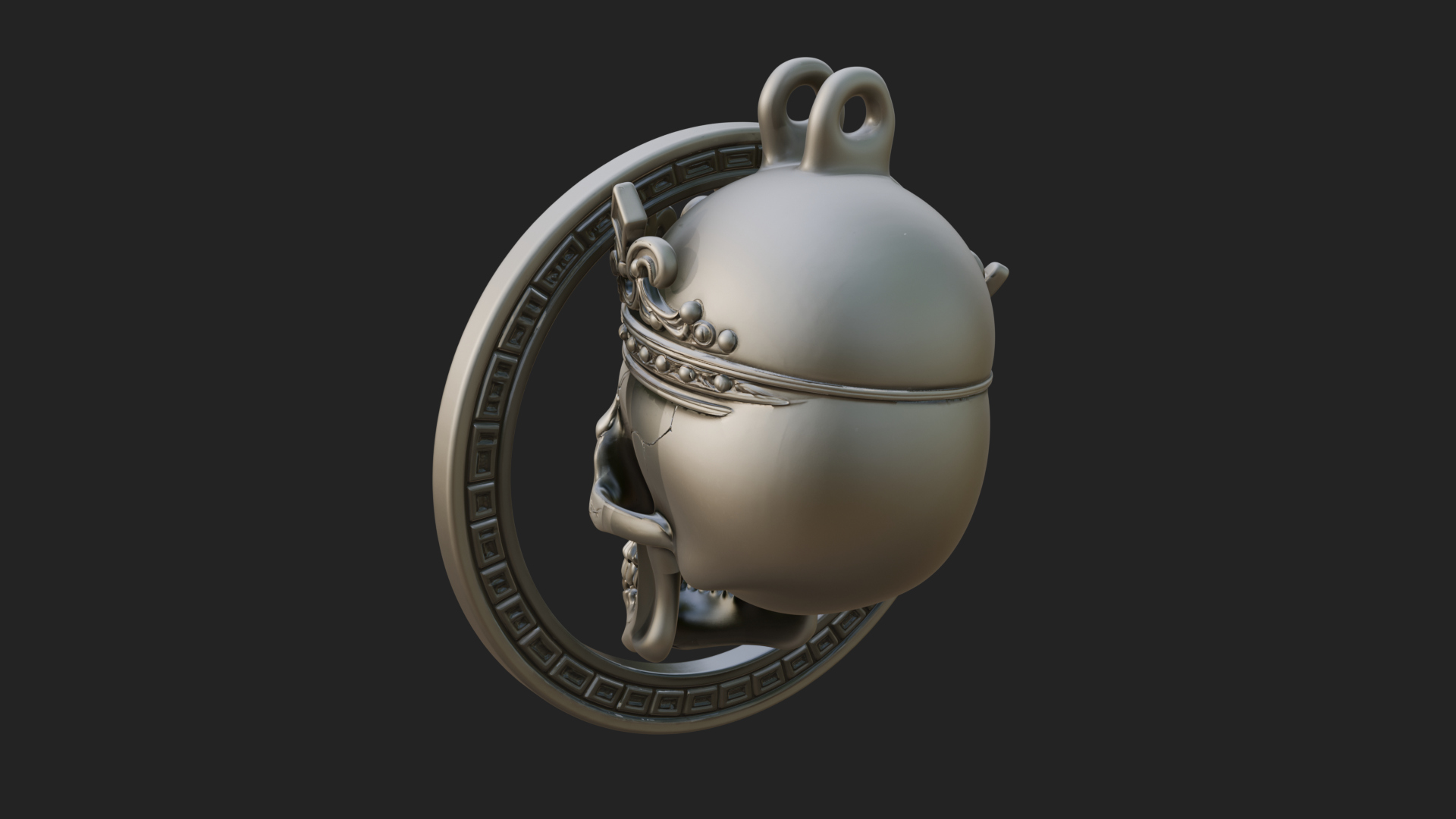 Crowned Skull Oval Relief Plaque Design 10 3D Print Model 3D Model