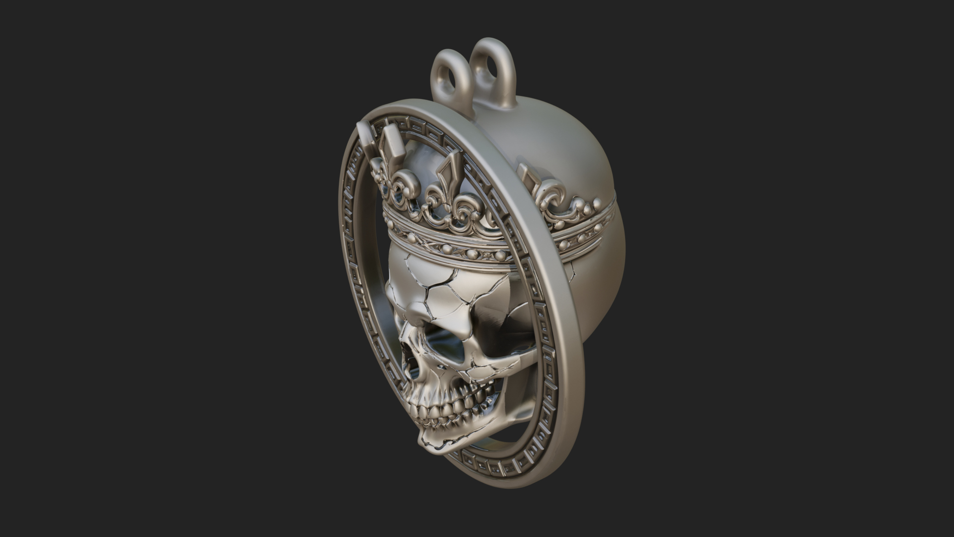 Crowned Skull Oval Relief Plaque Design 10 3D Print Model 3D Model