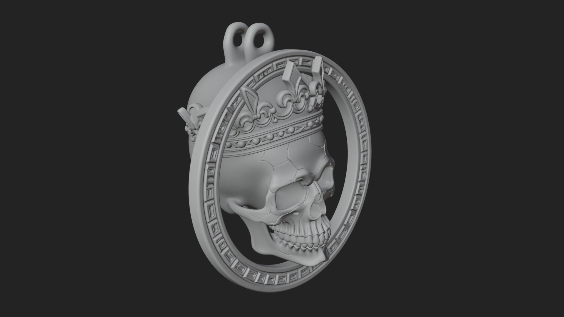 Crowned Skull Oval Relief Plaque Design 10 3D Print Model 3D Model