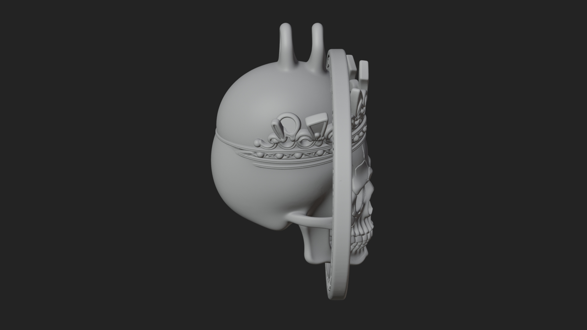 Crowned Skull Oval Relief Plaque Design 10 3D Print Model 3D Model