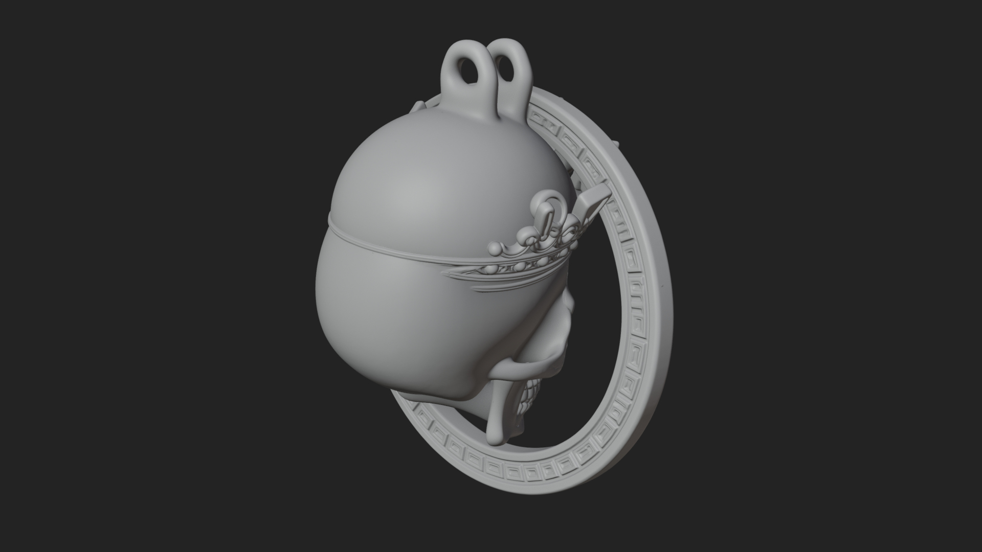 Crowned Skull Oval Relief Plaque Design 10 3D Print Model 3D Model