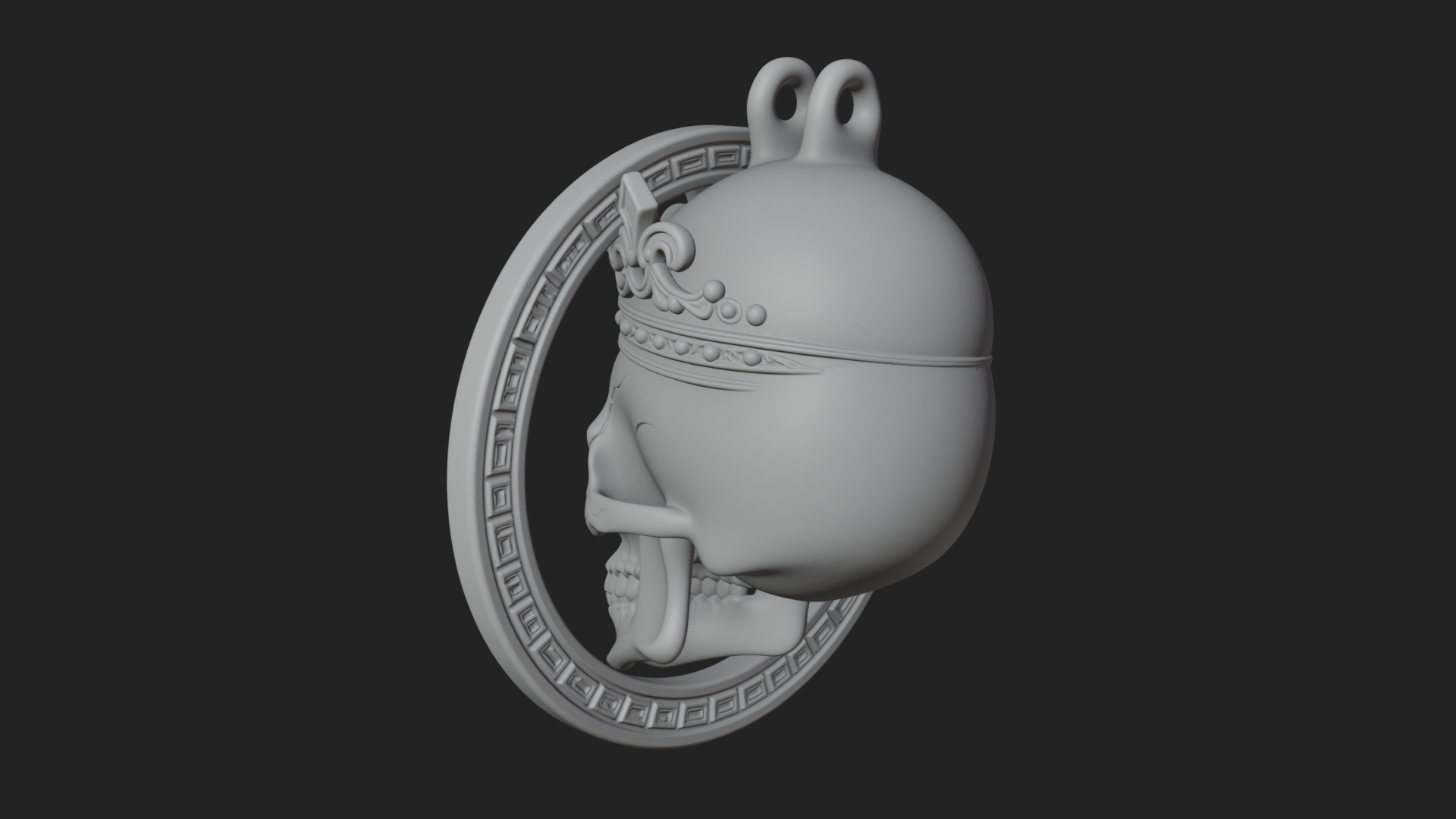 Crowned Skull Oval Relief Plaque Design 10 3D Print Model 3D Model