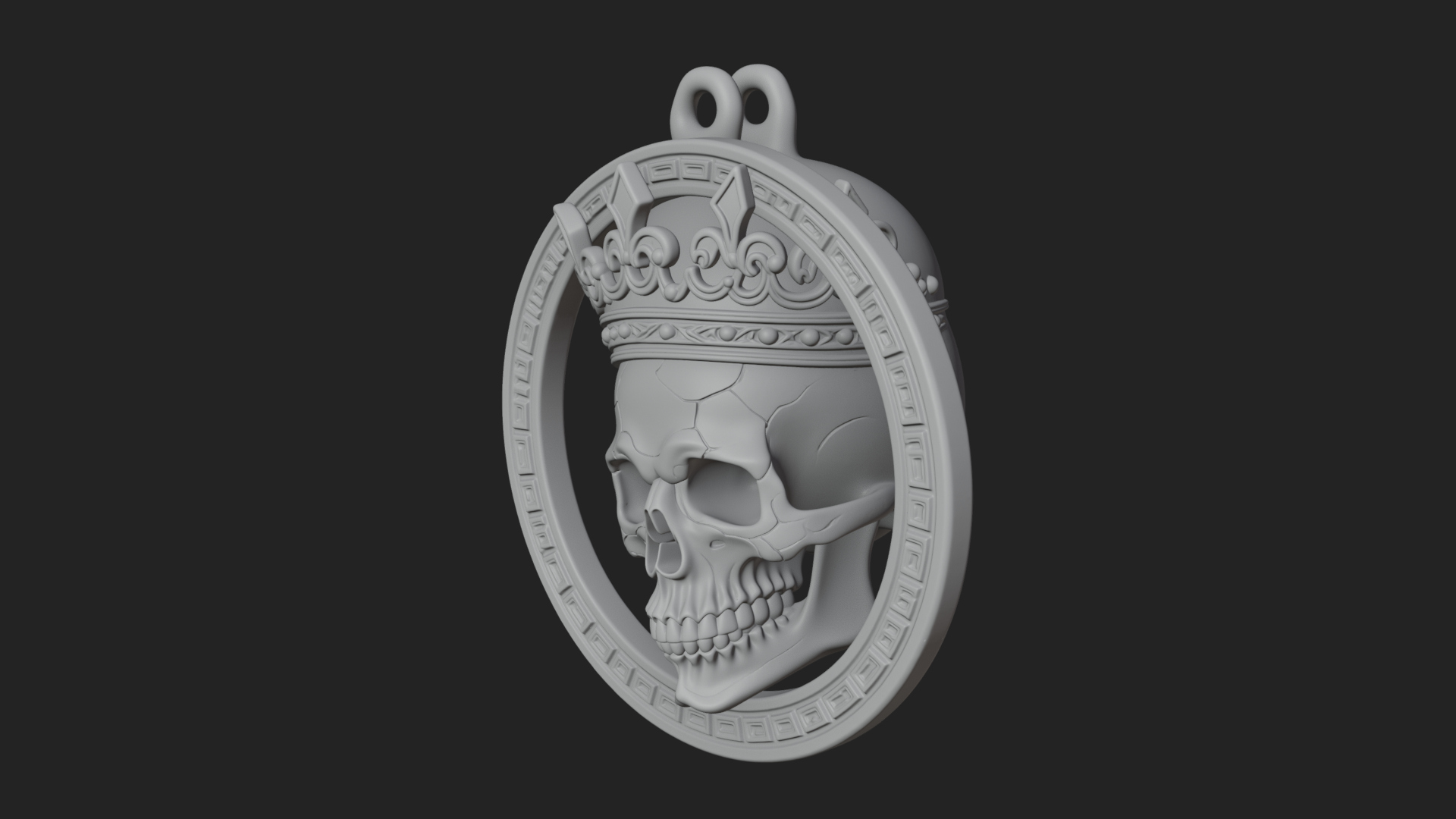 Crowned Skull Oval Relief Plaque Design 10 3D Print Model 3D Model