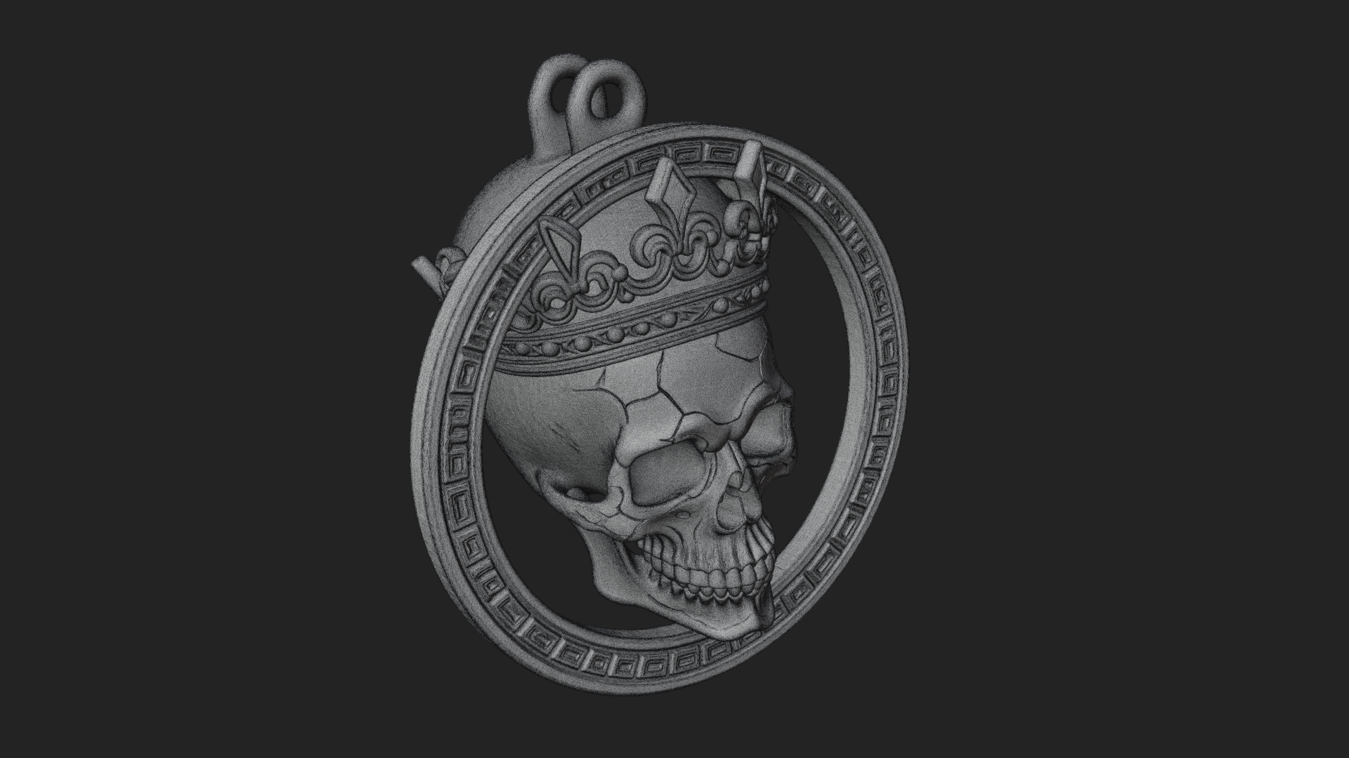 Crowned Skull Oval Relief Plaque Design 10 3D Print Model 3D Model