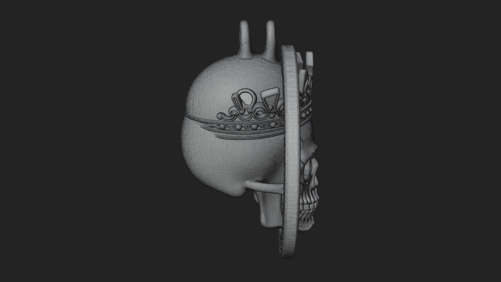 Crowned Skull Oval Relief Plaque Design 10 3D Print Model 3D Model
