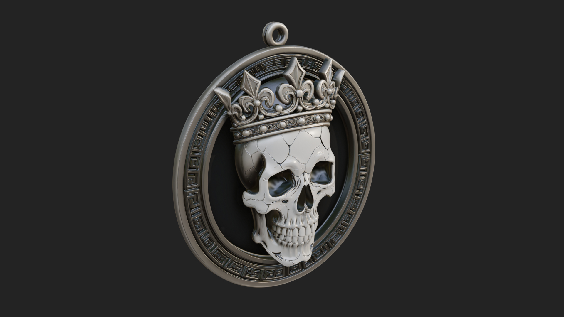 Crowned Skull Oval Relief Plaque Design 11 3D Print Model 3D Model