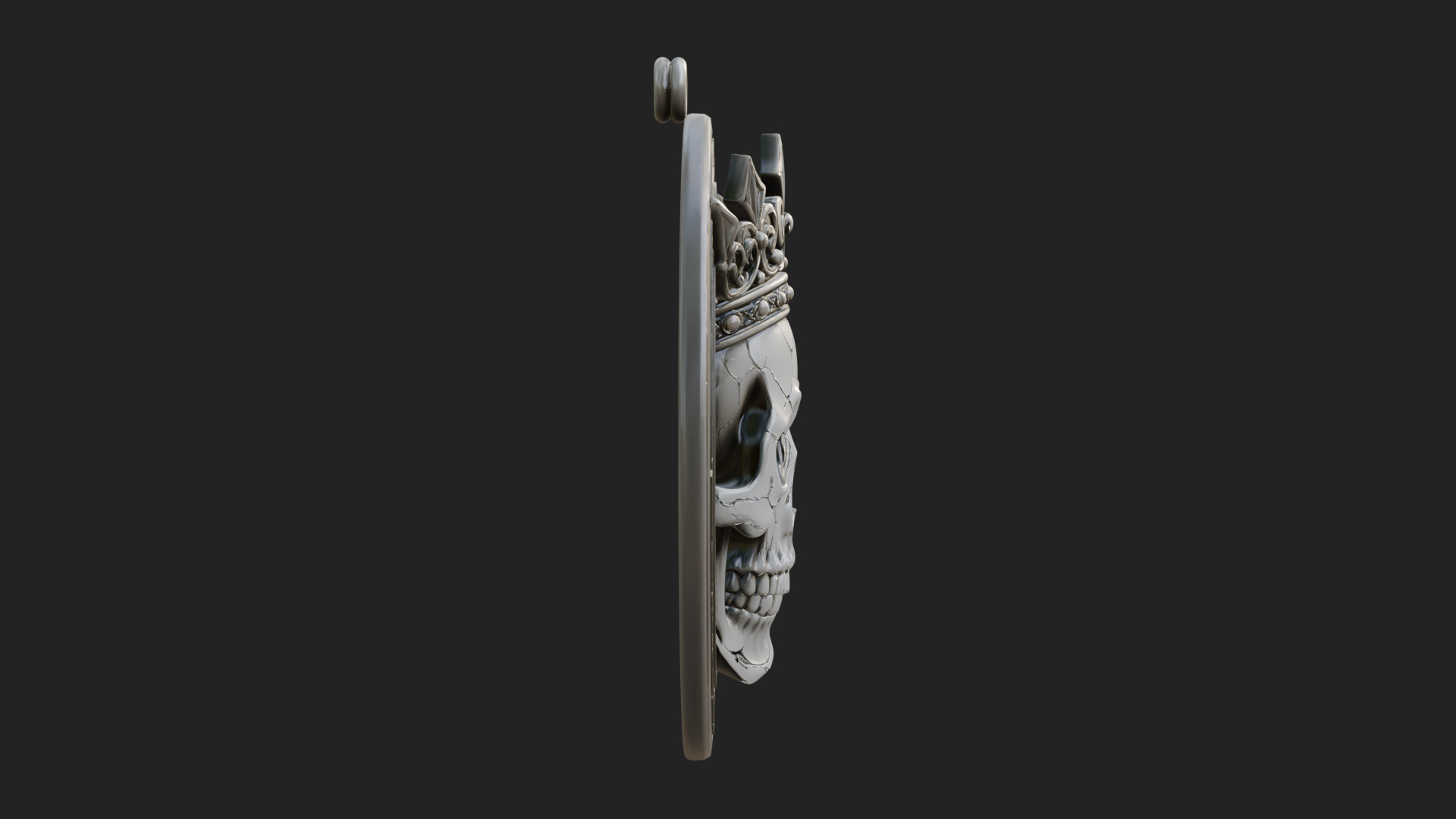Crowned Skull Oval Relief Plaque Design 11 3D Print Model 3D Model