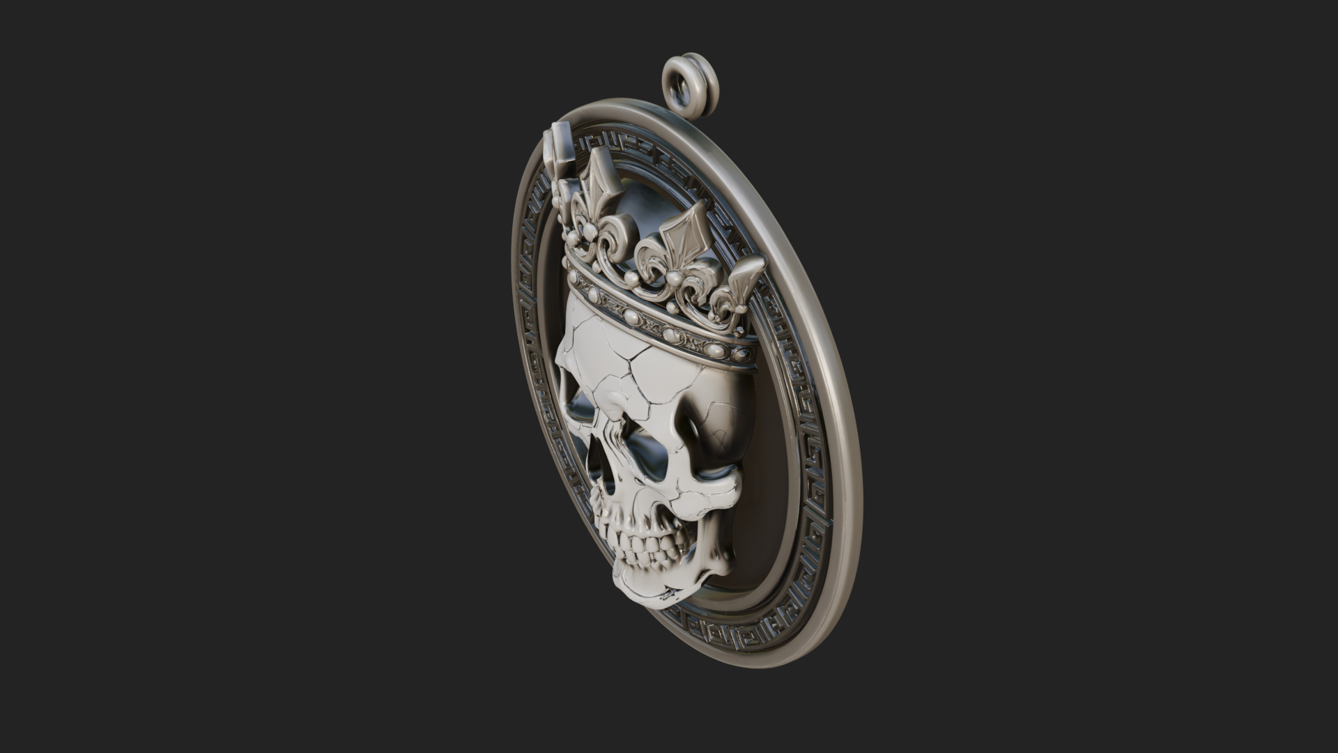 Crowned Skull Oval Relief Plaque Design 11 3D Print Model 3D Model