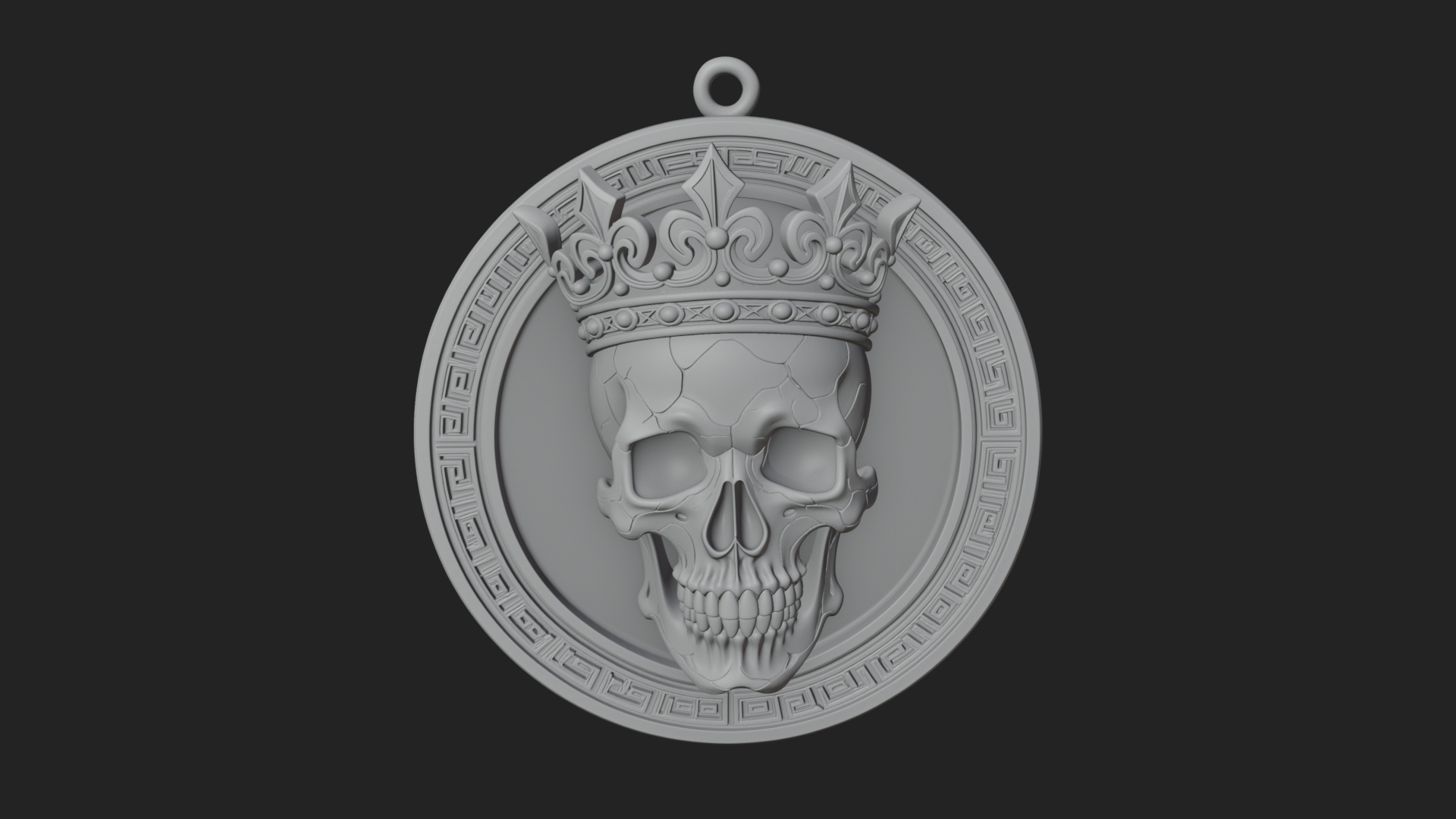 Crowned Skull Oval Relief Plaque Design 11 3D Print Model 3D Model