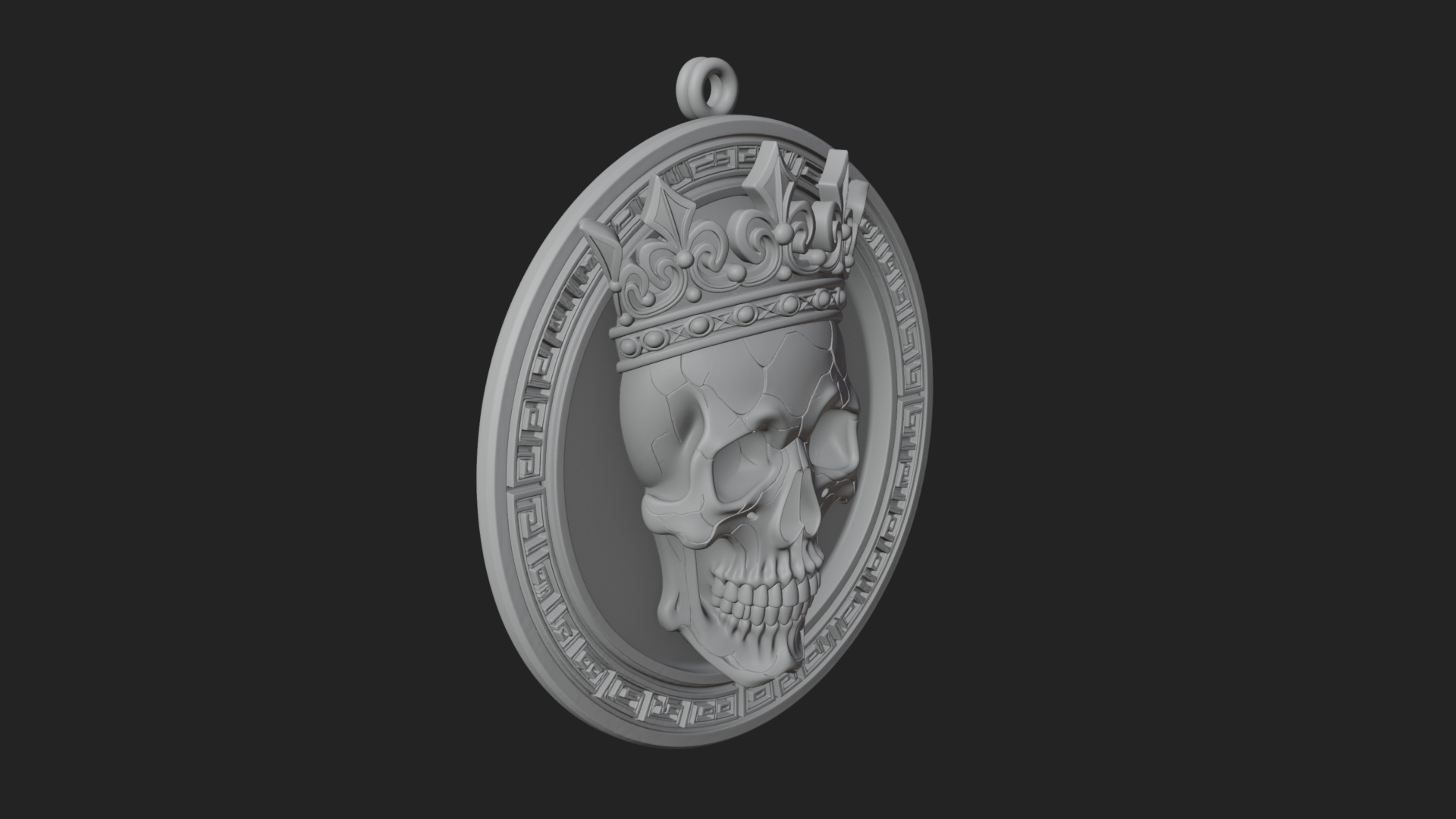 Crowned Skull Oval Relief Plaque Design 11 3D Print Model 3D Model