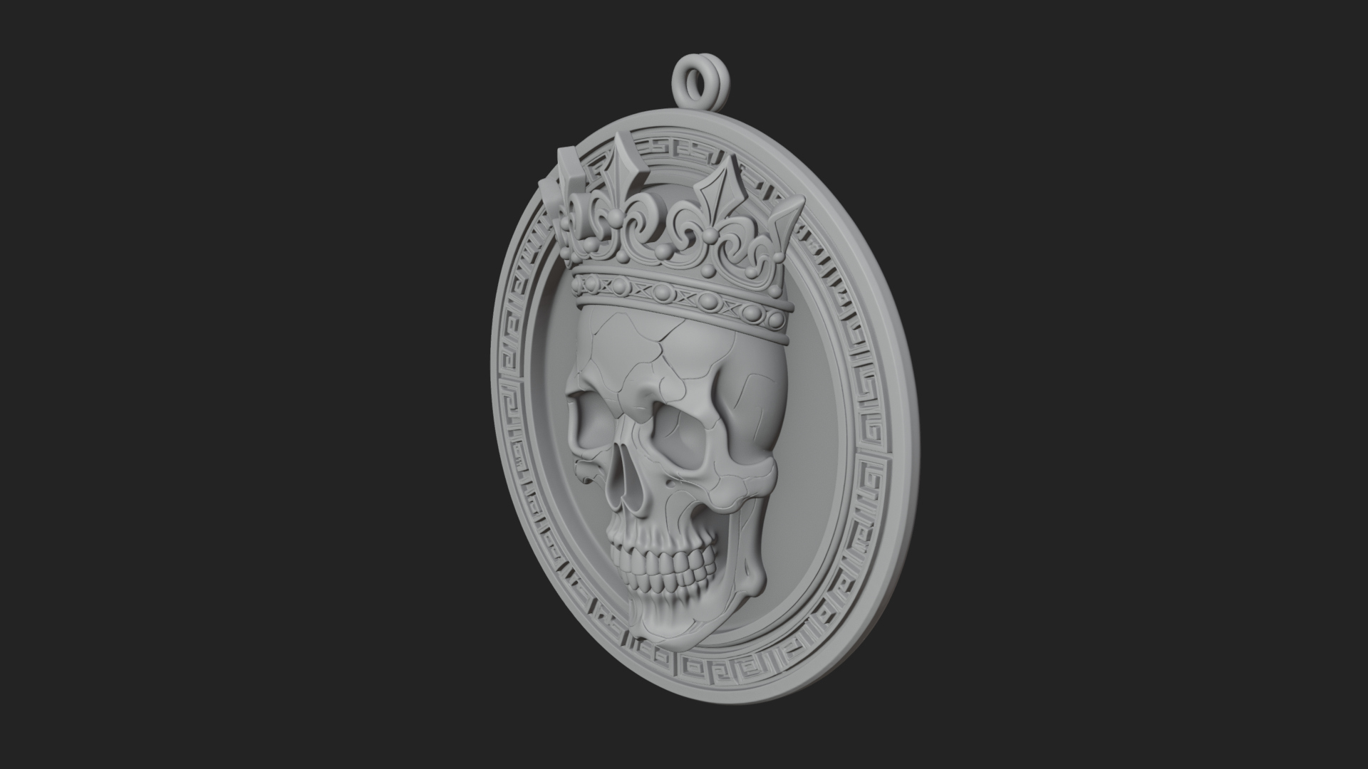 Crowned Skull Oval Relief Plaque Design 11 3D Print Model 3D Model