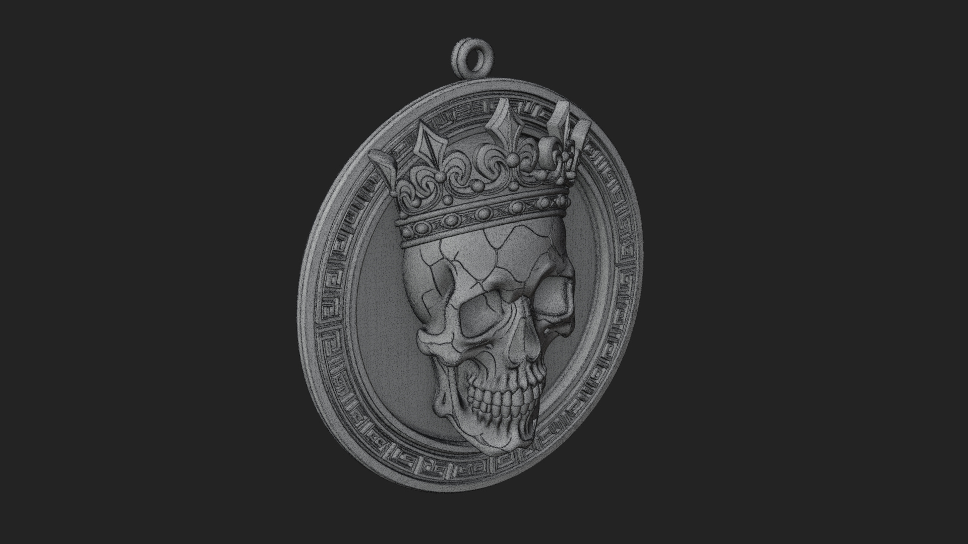 Crowned Skull Oval Relief Plaque Design 11 3D Print Model 3D Model