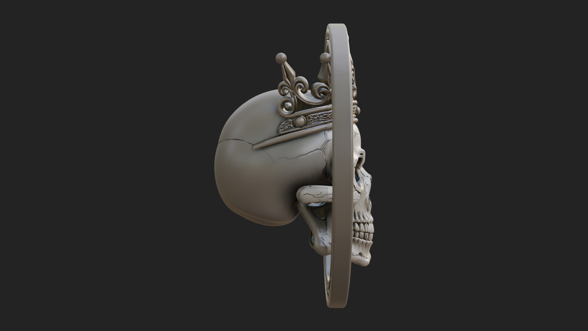 Crowned Skull Oval Relief Plaque Design 12 3D Print Model 3D Model