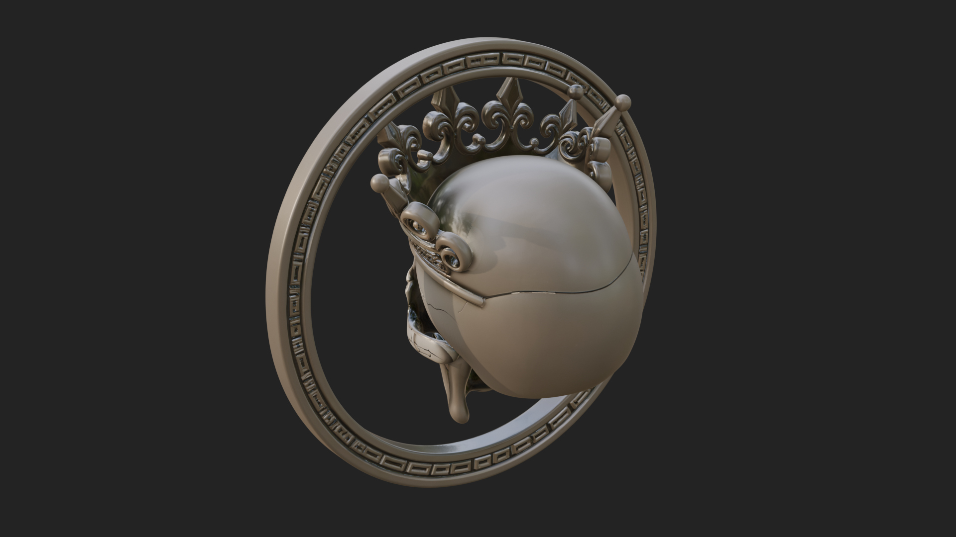 Crowned Skull Oval Relief Plaque Design 12 3D Print Model 3D Model