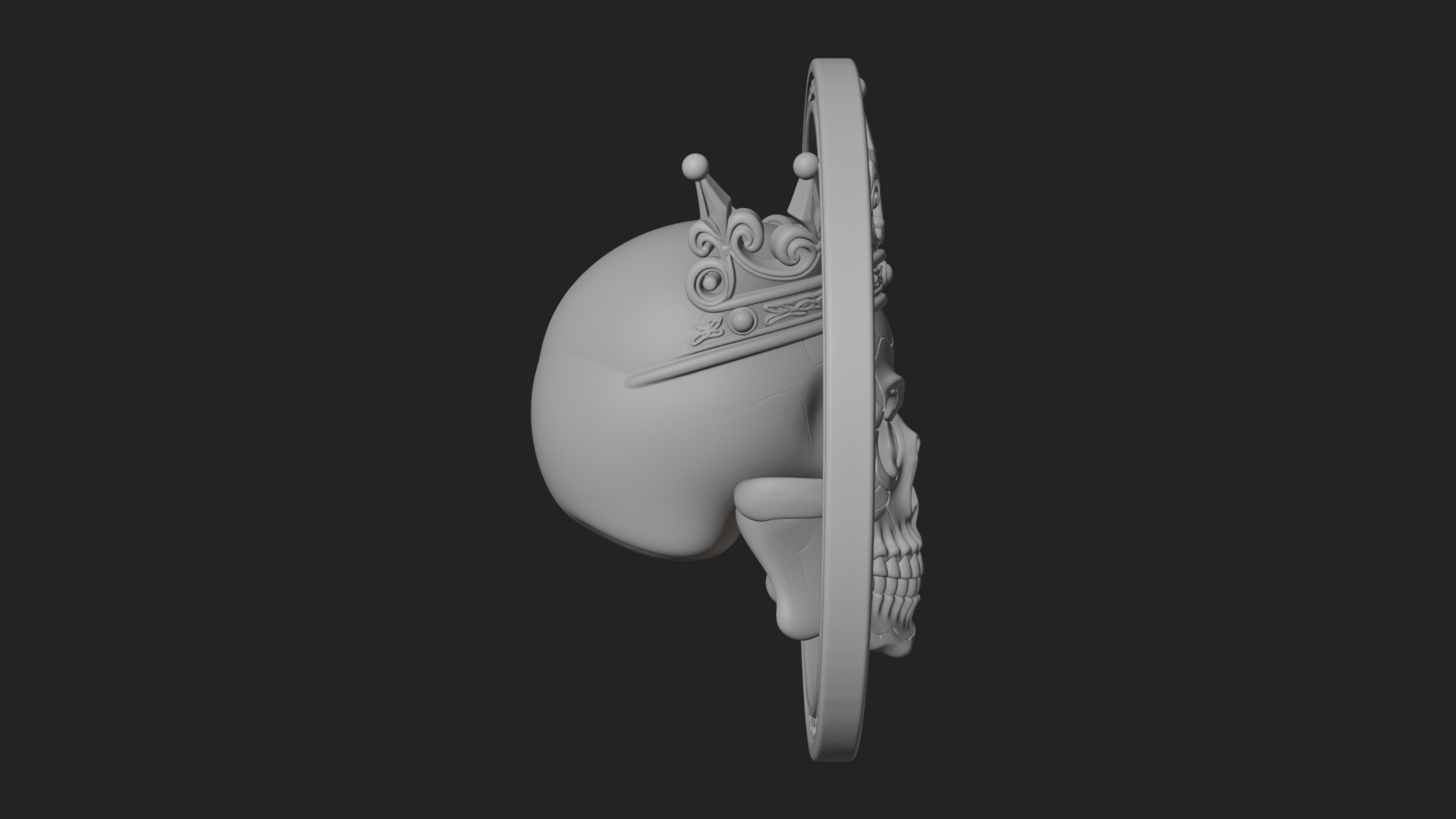 Crowned Skull Oval Relief Plaque Design 12 3D Print Model 3D Model