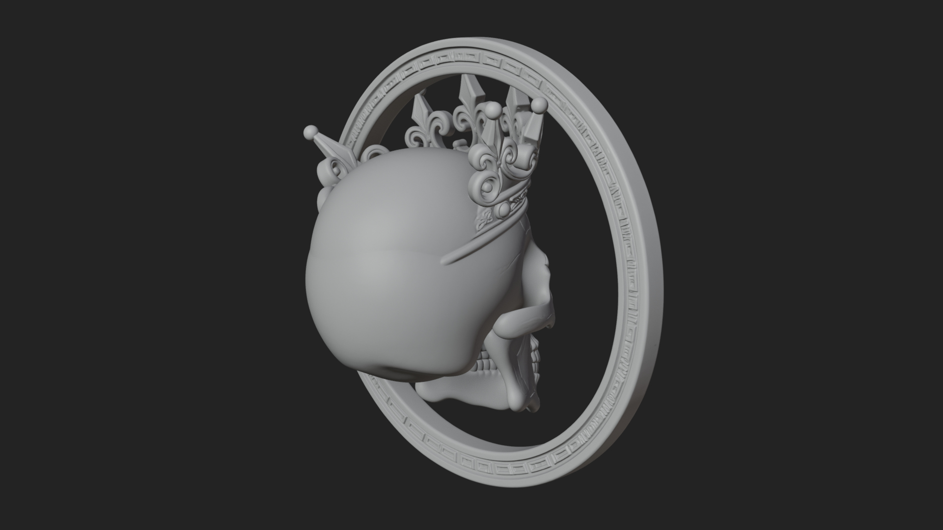 Crowned Skull Oval Relief Plaque Design 12 3D Print Model 3D Model
