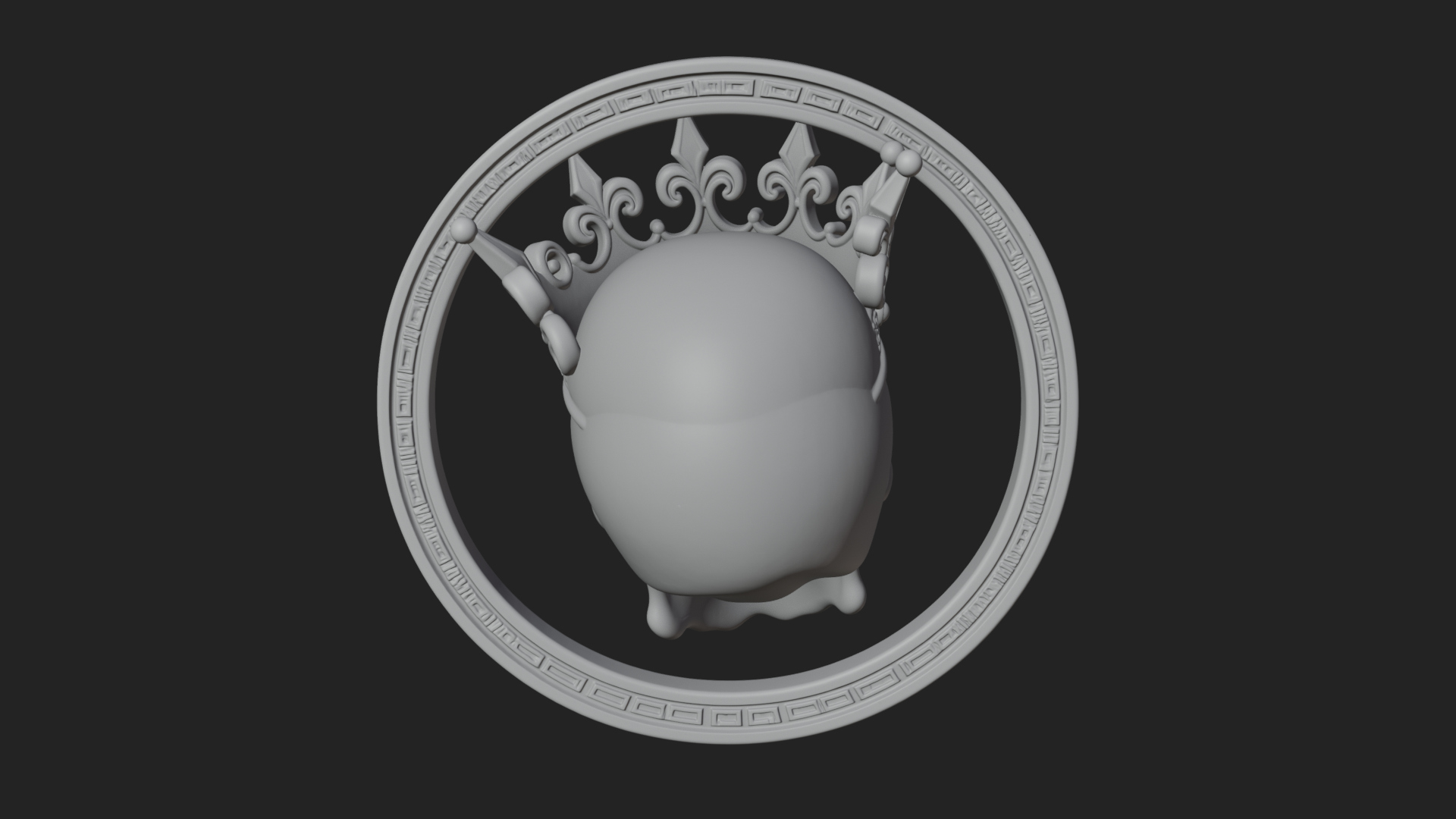 Crowned Skull Oval Relief Plaque Design 12 3D Print Model 3D Model