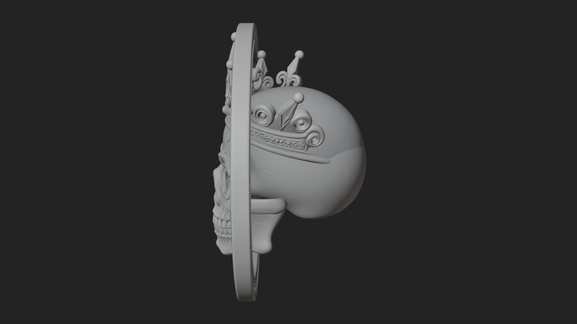 Crowned Skull Oval Relief Plaque Design 12 3D Print Model 3D Model