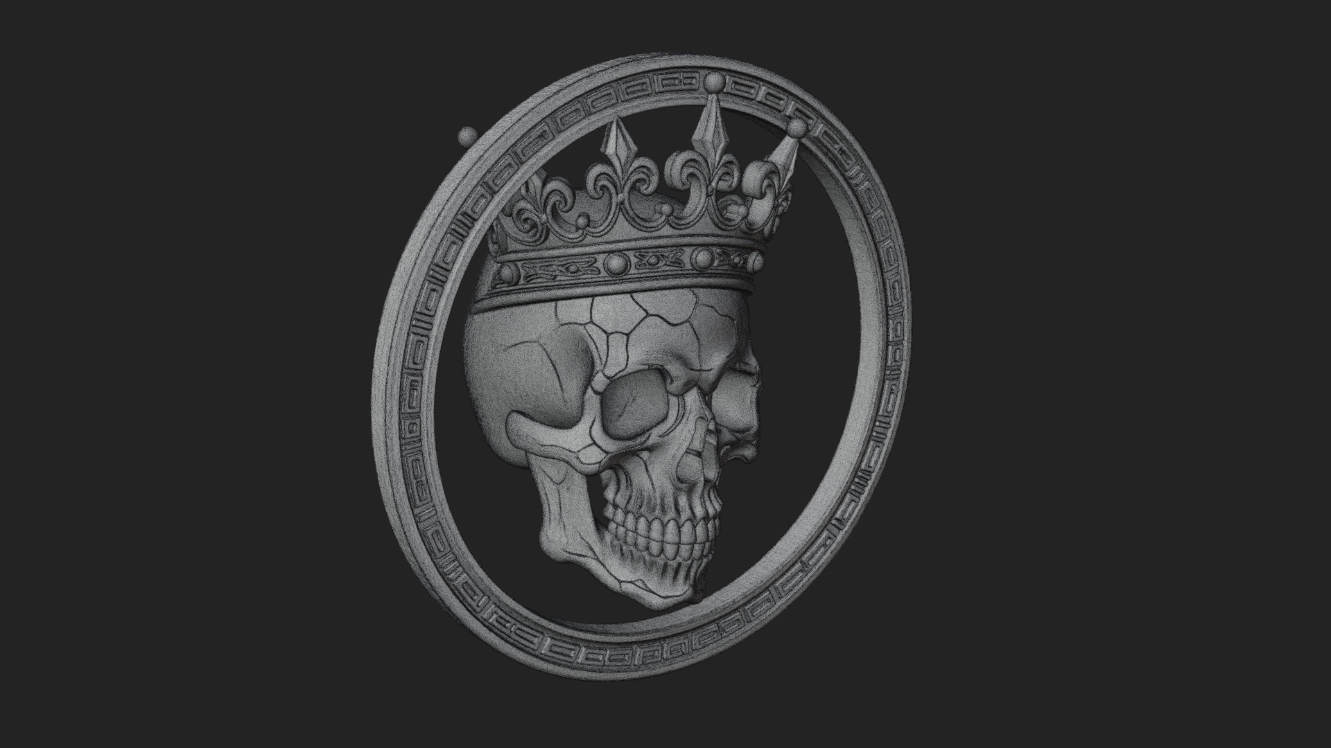 Crowned Skull Oval Relief Plaque Design 12 3D Print Model 3D Model