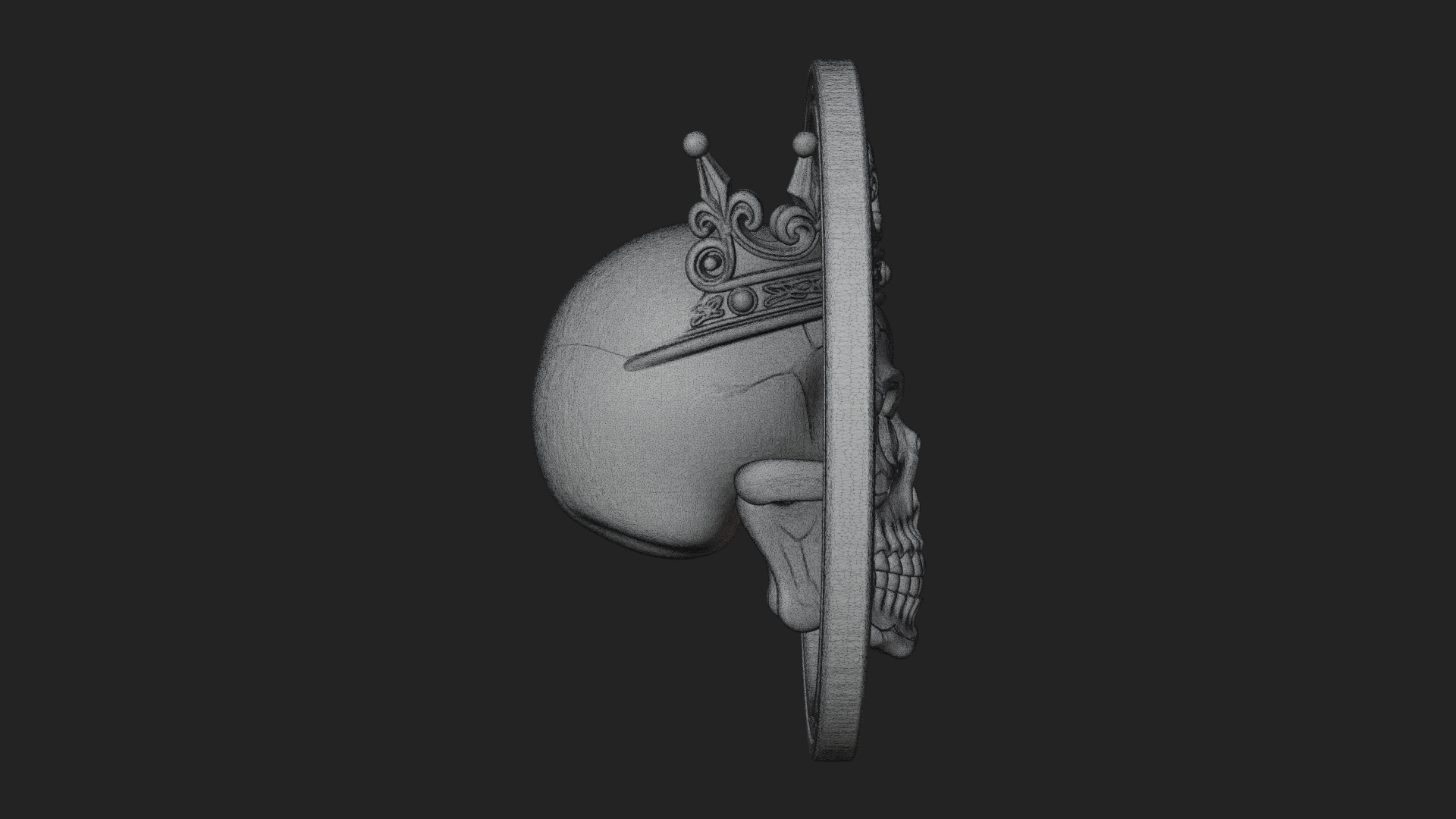 Crowned Skull Oval Relief Plaque Design 12 3D Print Model 3D Model
