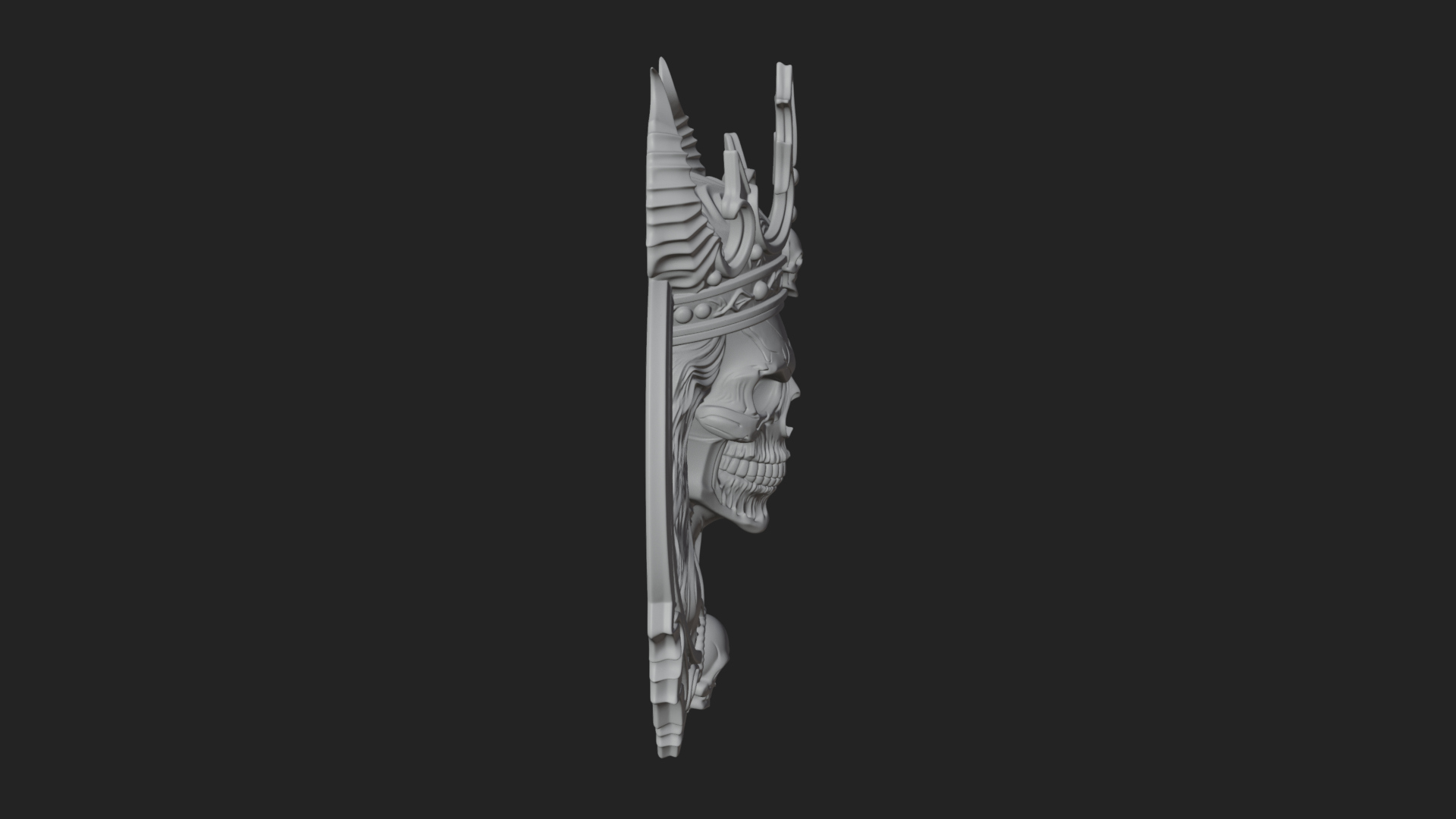 Crowned Skull Oval Relief Plaque Design 13 3D Print Model 3D Model